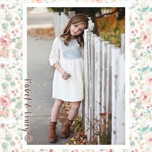 NWT Mabel + Honey Buttercream Dress w Grey Bodice